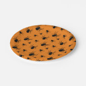 スパイダースハロウィーンパターンブラックとオレンジ ペーパープレート (アングル)