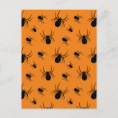 スパイダースハロウィーンパターンブラックとオレンジ ポストカード (正面)