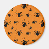 スパイダースハロウィーンパターンブラックとオレンジ マグネット (正面)