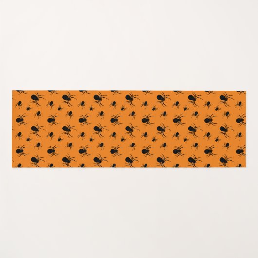 スパイダースハロウィーンパターンブラックとオレンジ ヨガマット (正面(横))