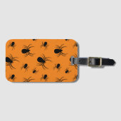 スパイダースハロウィーンパターンブラックとオレンジ ラゲッジタグ (正面横)