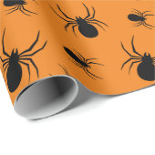 スパイダースハロウィーンパターンブラックとオレンジ ラッピングペーパー (ロールコーナー)
