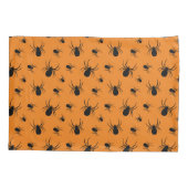 スパイダースハロウィーンパターンブラックとオレンジ 枕カバー (裏面)