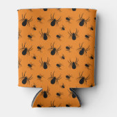 スパイダースハロウィーンパターンブラックとオレンジ 缶クーラー (正面)