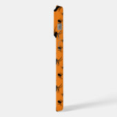 スパイダースハロウィーンパターンブラックとオレンジ iPhoneケース (左側面)