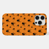 スパイダースハロウィーンパターンブラックとオレンジ iPhoneケース (裏面横)