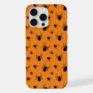 スパイダースハロウィーンパターンブラックとオレンジ iPhone 15 PRO MAXケース