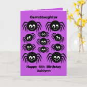 スパイダースパープルハロウィーン誕生日孫娘 カード (黄色い花)