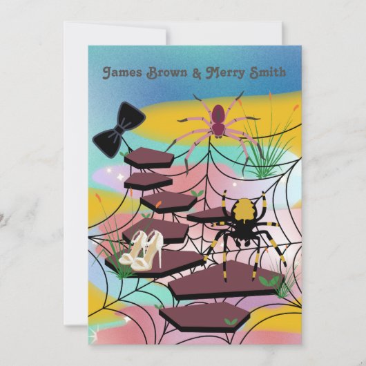 スパイダーズくもの巣ノーブルシューズパスボウタイ結婚ズ 招待状 (正面)