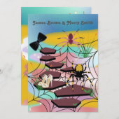 スパイダーズくもの巣ノーブルシューズパスボウタイ結婚ズ 招待状 (正面/裏面)