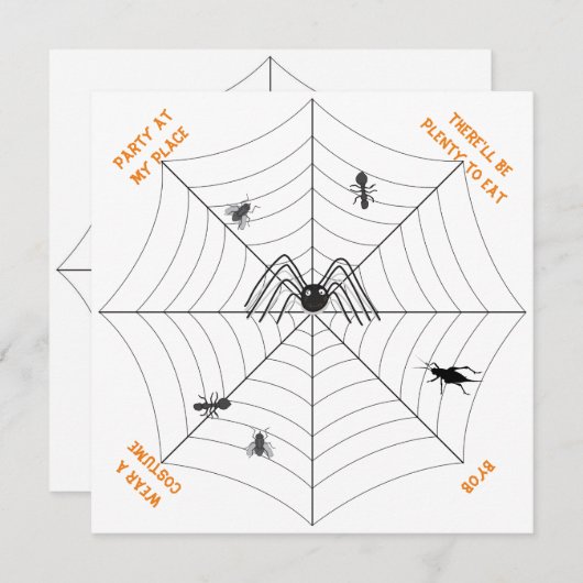 スパイダーズくもの巣パーティーアットマイプレイスパーティの招待状 招待状 (正面/裏面)