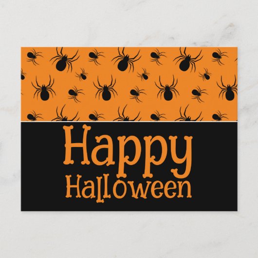 スパイダーズハッピーハローウィンパーティーブラックオレンジカスタム色 ポストカード (正面)
