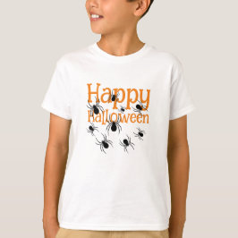 スパイダーズハッピーハローウィンブラックとオレンジ Tシャツ