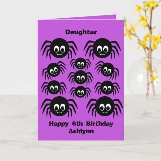 スパイダーズパープルハロウィーン誕生日娘 カード (黄色い花)