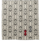 スパイダーズ – ボーンホワイトとこうもりブラック シャワーカーテン (正面)