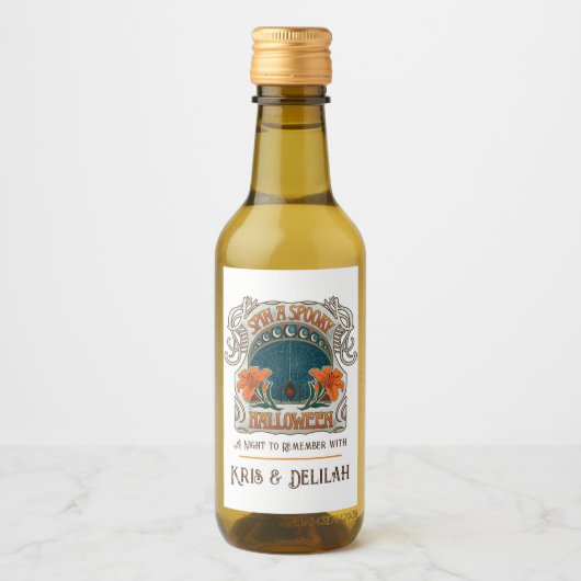スパイダーズ&リリー不気味ハロウィンパーソナライズされた ワインラベル (正面)