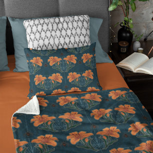 スパイダーズ&リリー不気味ハロウィーンヴィンテージパターン フリースブランケット