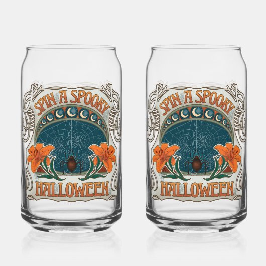 スパイダーズ&リリー不気味ハロウィーンヴィンテージ ガラス缶 (裏面)