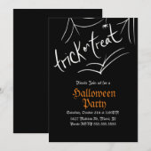 スパイダートリックまたはトリートハロウィーン誕生日パーティー 招待状 (正面/裏面)