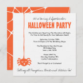 スパイダーハローウィンパーティ招待状（オレンジオンリネン） 招待状 (正面/裏面)