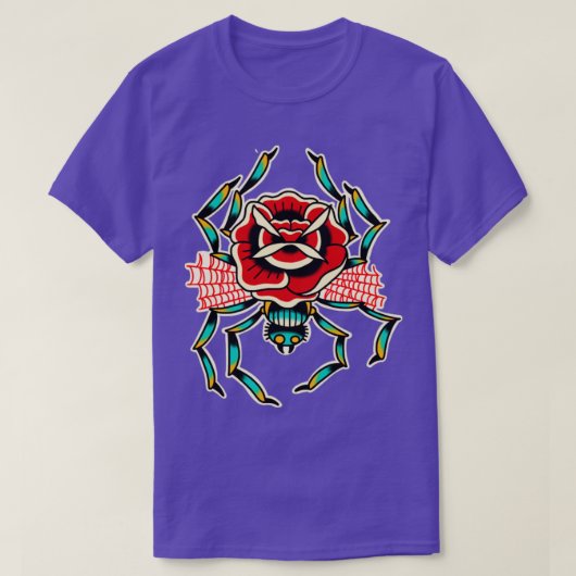 スパイダーバラ伝統的タトゥー Tシャツ (デザイン正面)