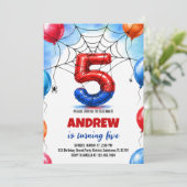 スパイダーバルーンのスーパーヒーロー 誕生日 招待状 (スタンド正面)
