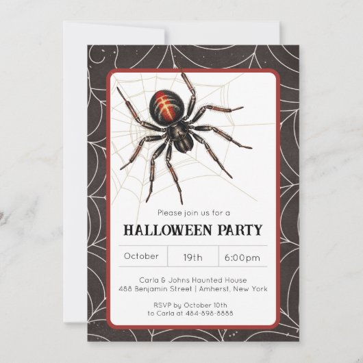 スパイダーブラックウィドウハロウィンパーティー 招待状 (正面)
