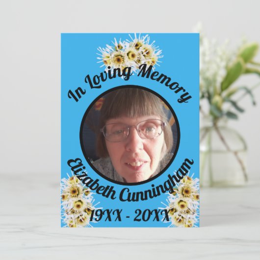 スパイダーママ写真ブルーメモリ引用文メモリアル 招待状 (スタンド正面)