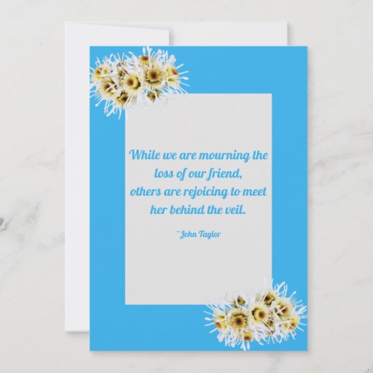 スパイダーママ写真ブルーメモリ引用文メモリアル 招待状 (裏面)