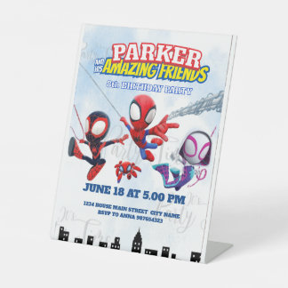 スパイダーマンのテーマの誕生日スーパーヒーロー・スパイダーパーティー 台座サイン