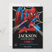 スパイダーマンのテーマの誕生日スーパーヒーロー・スパイダーパーティー 招待状 (正面)
