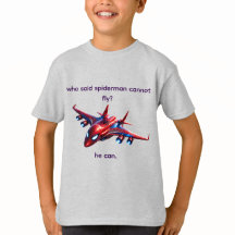スパイダーマンウェブ飛行機 キッズ 誕生日Tシャツ