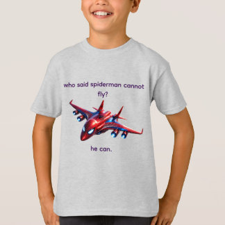 スパイダーマンウェブ飛行機 キッズ 誕生日Tシャツ Tシャツ