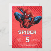 スパイダーマン テーマ 誕生日 スーパーヒーロー スパイダー パーティー 招待状 (正面)