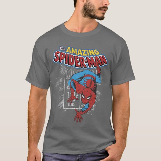 スパイダーマン ヴィンテージ コミック ポスター 少年 Tシャツ (正面)