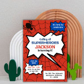 スパイダーマン 6歳の誕生日 キッズ スパイダー 赤 黒 招待状