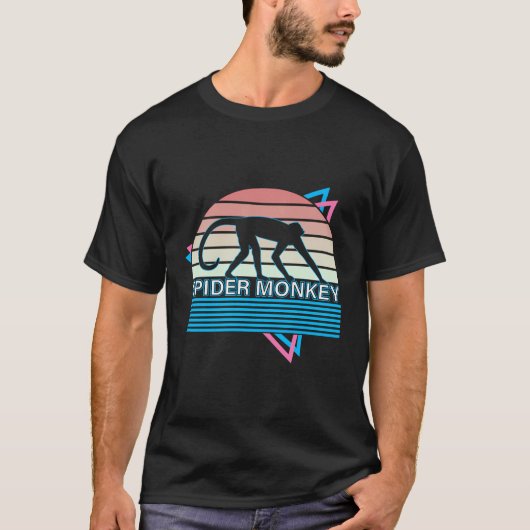 スパイダーモンキーレトロ絶滅危惧サル Tシャツ (正面)