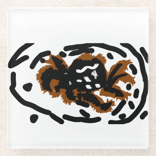 スパイダーラテ愛 ガラスコースター (正面)