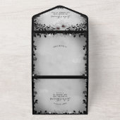 スパイダーラブグレー&ブラックゴシックフローラハロウィーン オールインワン招待状 (外側)