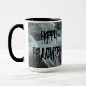 スパイダーレッグハロウィーンと不気味な背景マグカップ マグカップ (左)