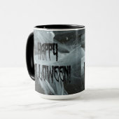 スパイダーレッグハロウィーンと不気味な背景マグカップ マグカップ (正面左)