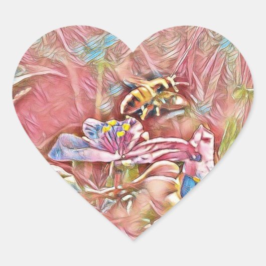 スパイダーワートのミツバチ – PINKスタンプ ハートシール (正面)