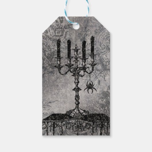 スパイダー付きゴシック風ろうそく立て,ハロウィーン ギフトタグ (正面)