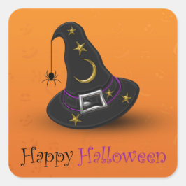 スパイダー付きハロウィーン魔女ハット スクエアシール