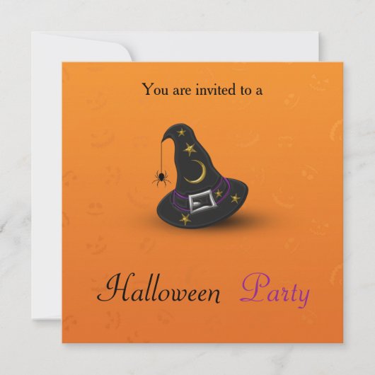 スパイダー付きハロウィーン魔女ハット 招待状 (正面)