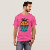 スパイダー付き可愛いハロウィーンカップケーキ – 漫画スタイル Tシャツ (正面フル)