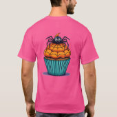 スパイダー付き可愛いハロウィーンカップケーキ – 漫画スタイル Tシャツ (裏面)