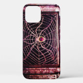 スパイダー及びくもの巣ピンク明るい赤紫色アメジストブラック Case-Mate iPhoneケース (裏面)