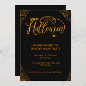 スパイダー及びスパイダウェブハロウィーン怖い衣装パーティー 招待状 (正面/裏面)