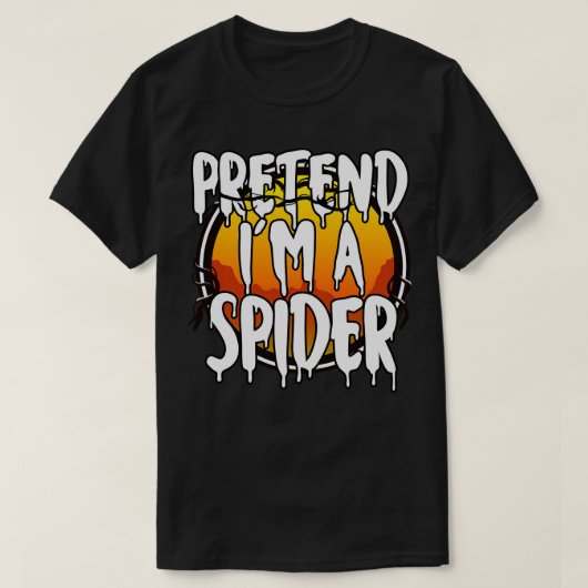 スパイダー怠惰なハロウィンおもしろいの衣装を装うL Tシャツ (デザイン正面)